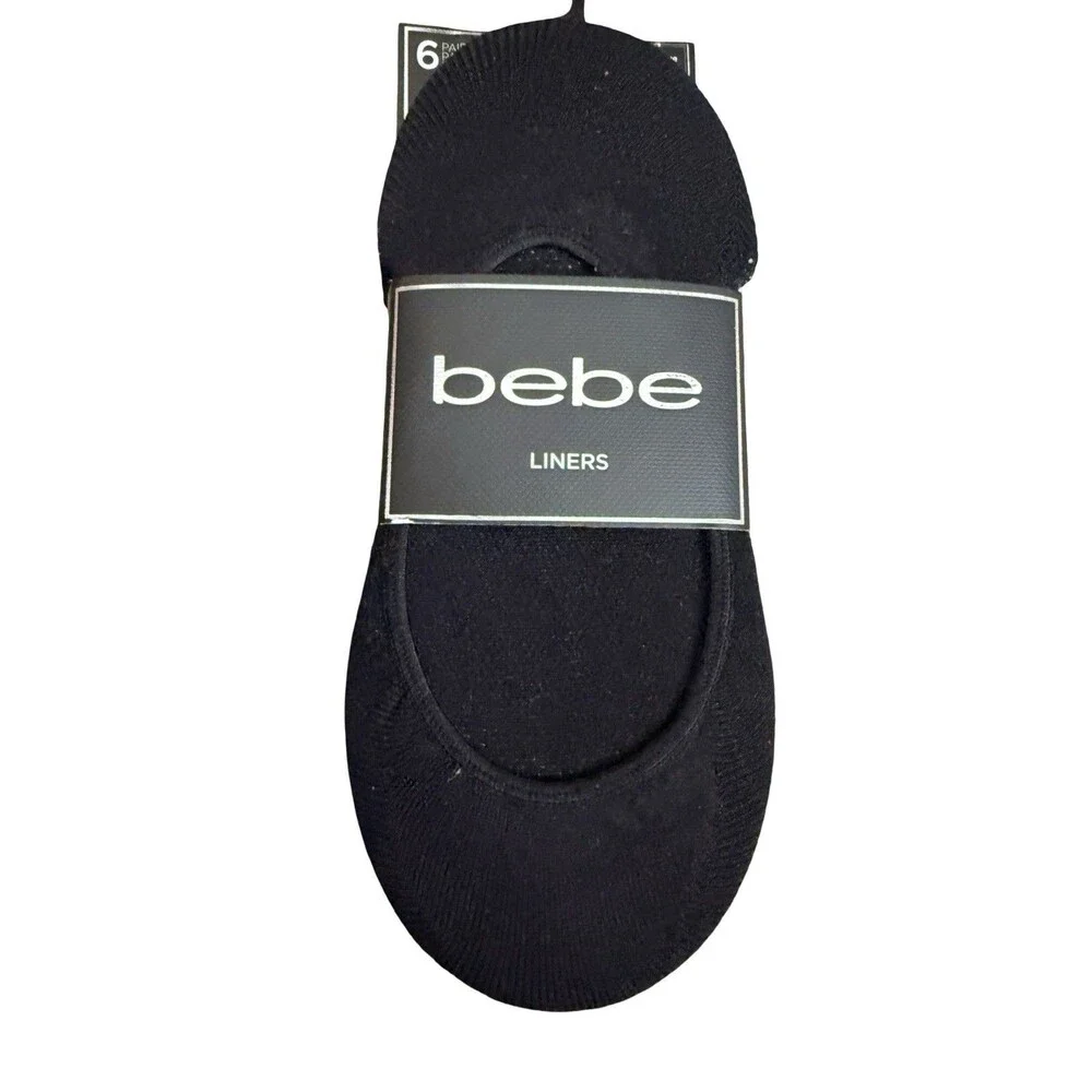 Bebe Womens No Show Socks 12 Pairs Black Liner Low Cut Shoe Socks New